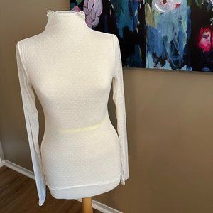 Free People Sheer Mock Neck Long Sleeve Layering Top Size Medium